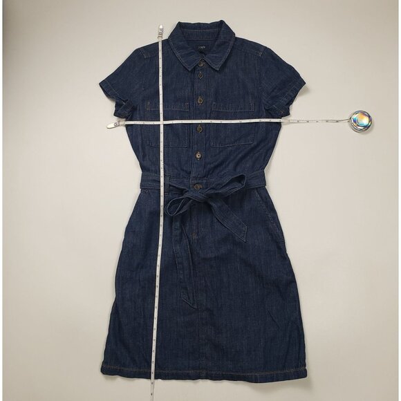 J. Crew Factory Denim Utility Mini Dress in Blue Rinse Size 00 Belted Casual NWT - Picture 3 of 16